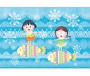 ポストカード　花火・ひまわり・おさかな・かみひこうき